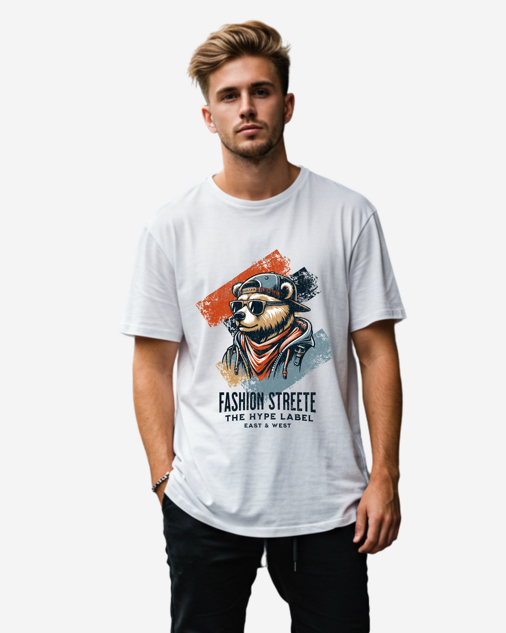 Art Illustration Bear Urban Style Men's Oversized T-Shirt