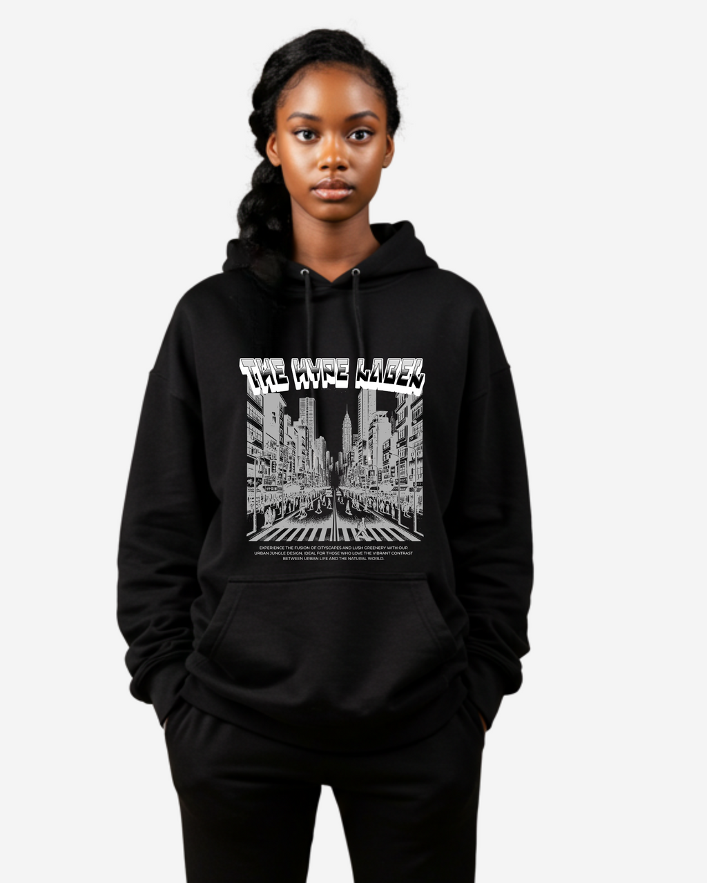 Monochrome Cityscape Women's Oversized Hoodie