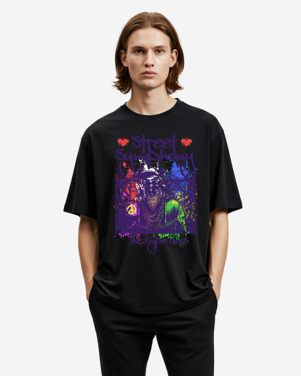 Man, Graffiti Street Symphony Art Men's Oversized T-Shirt