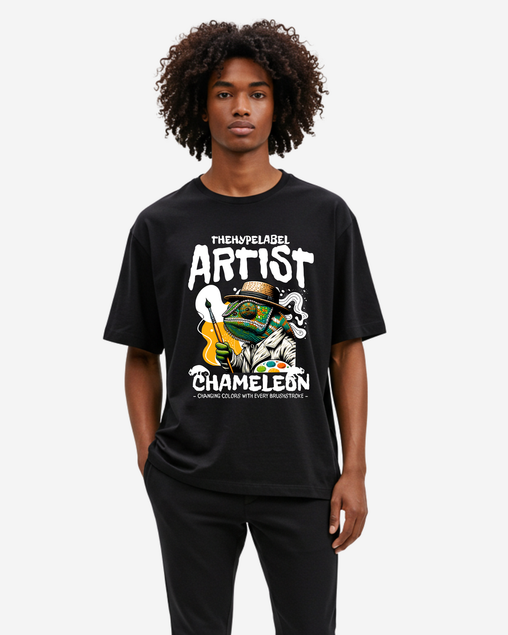 Colorful Reptile Art Men's Oversized T-Shirt