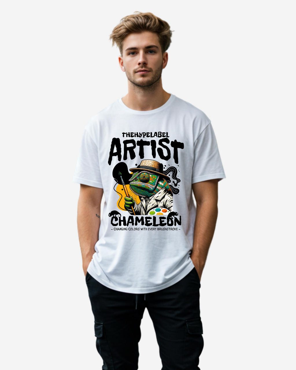 Colorful Reptile Art Men's Oversized T-Shirt
