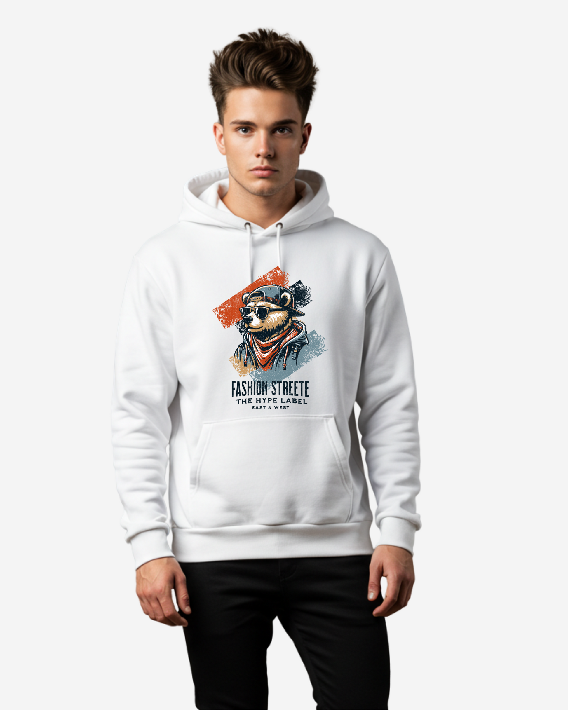 Art Illustration Bear Urban Style Men's Oversized Hoodie