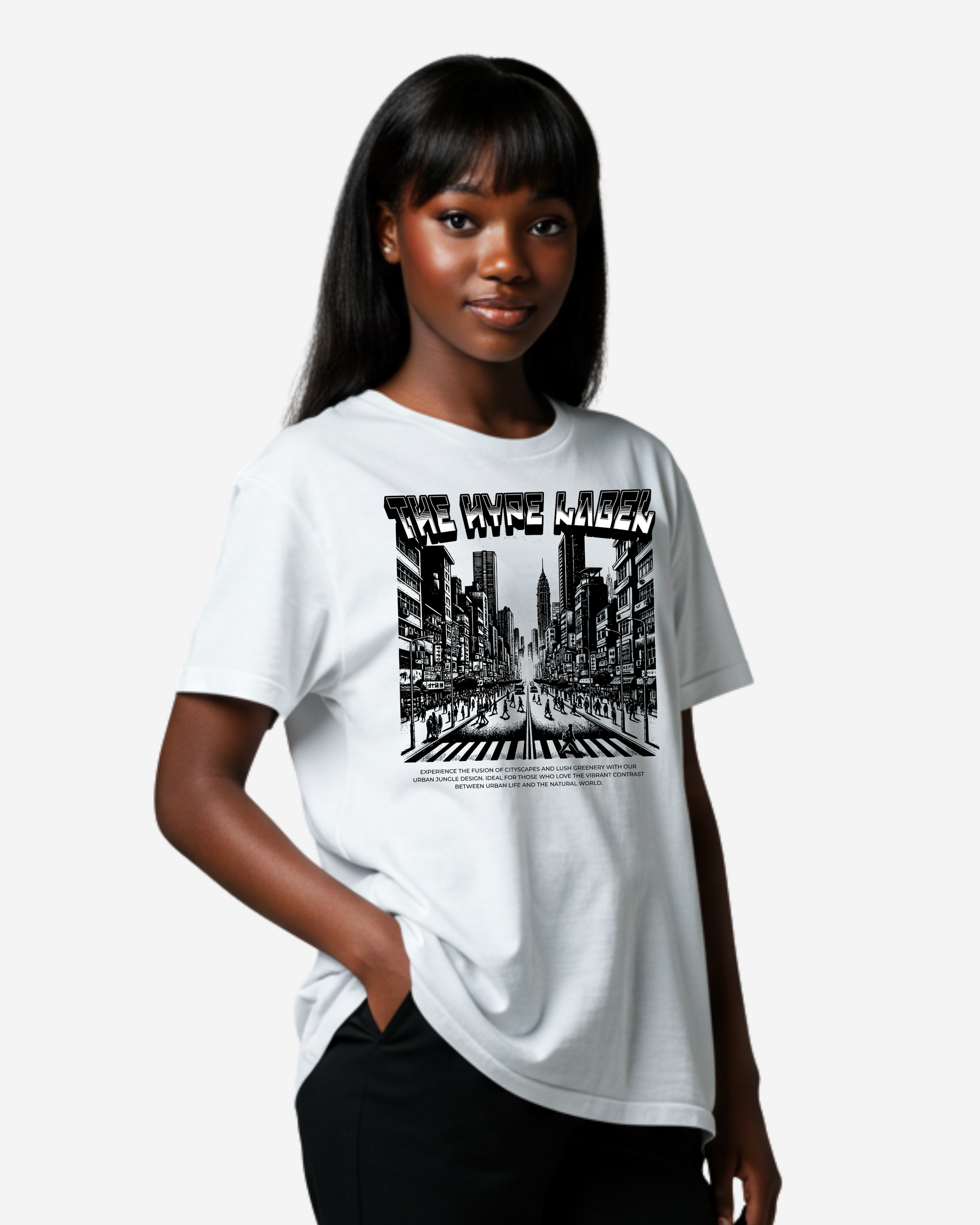 Monochrome Cityscape Women's Oversized T-Shirt
